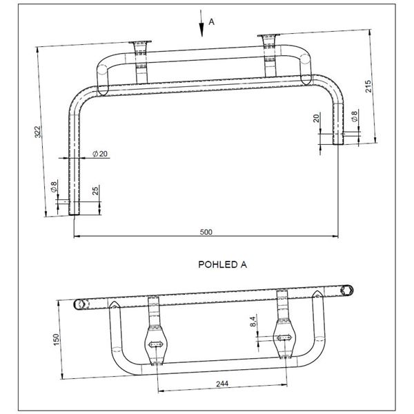 Držák boční kapotáže P. 506 - vrtaný ze strany - pro průměr trubky 30 mm - PROKART