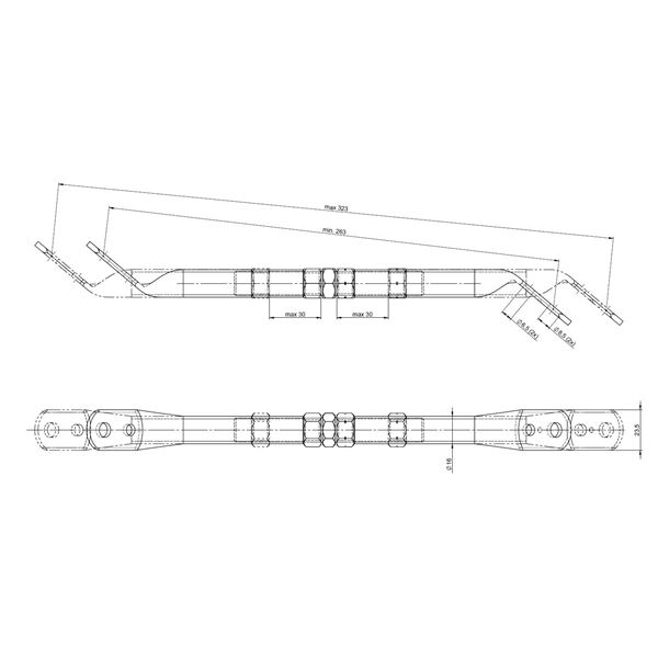 Vzpěra sedačky - nastavitelná (263 - 323 mm)